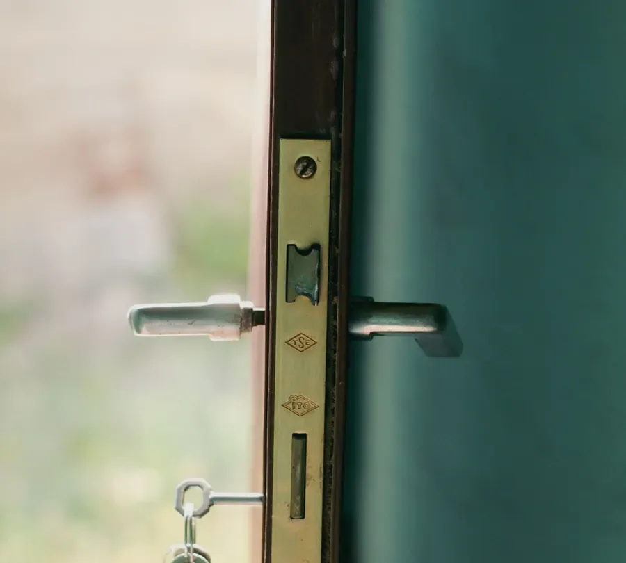 Open door showing the locking edge and handle – checking for lock repair or replacement in Birmingham with the door open, Locksmith Birmingham